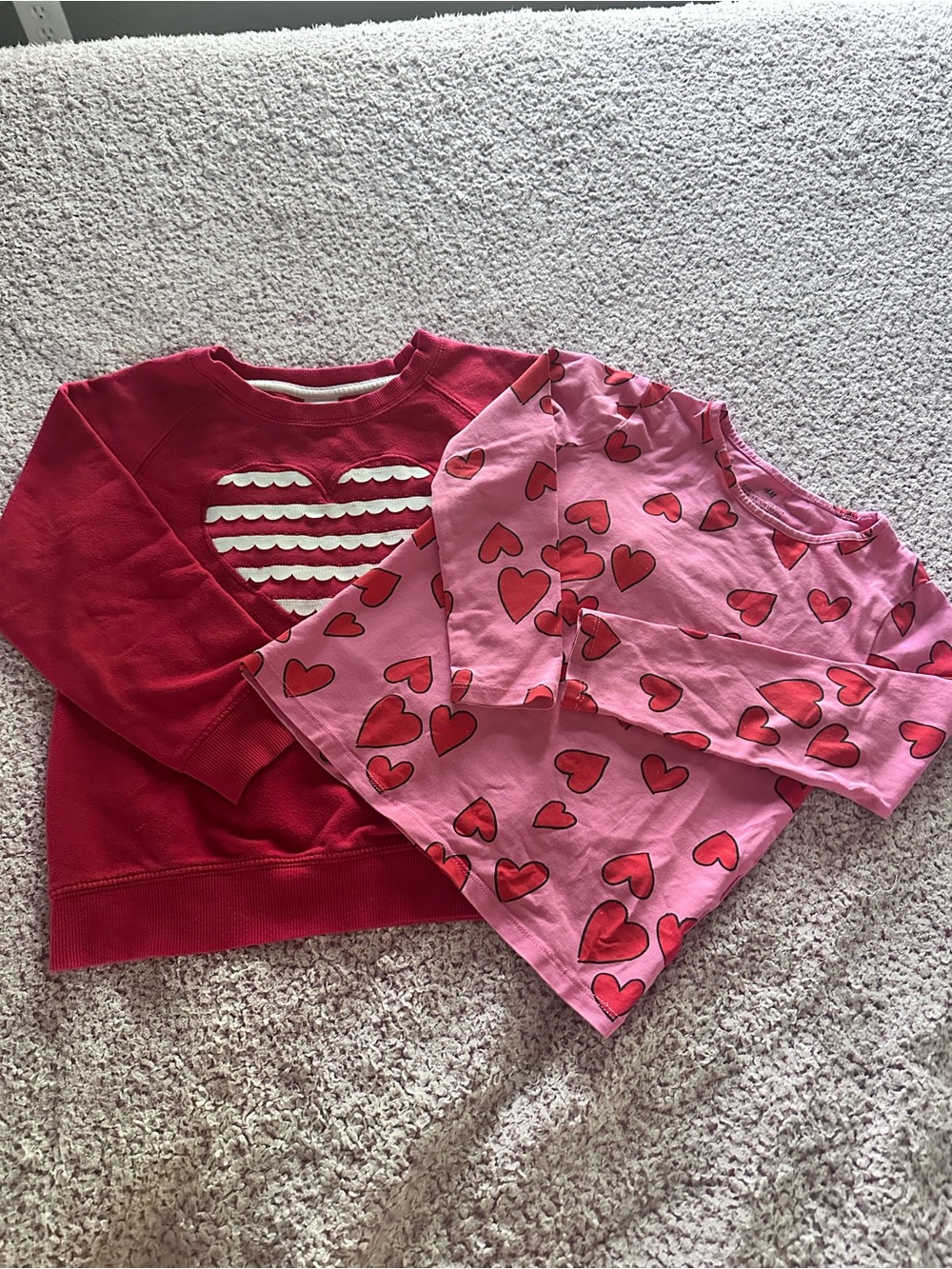 H&M Red & Pink Heart Sweatshirt and Tee Set